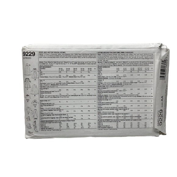 Simplicity 9229 Misses Mens Teens Medieval Costumes Capes Jester Sewing Pattern - Picture 2 of 6